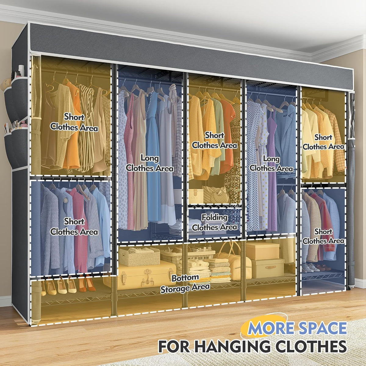 Raybee 90.6" W Clothes Rack with Cover Heavy Duty Clothing Rack with Cover Loads 1200LBS