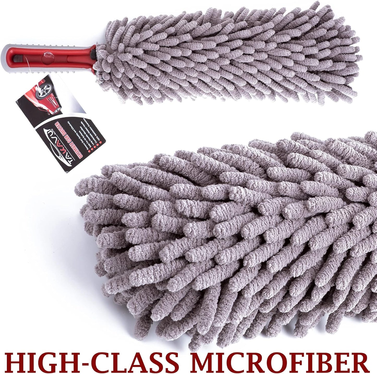 Car Duster Interior by TAKAVU, 360° Microfiber Fingers, Unbreakable Comfort Handle, Lint and