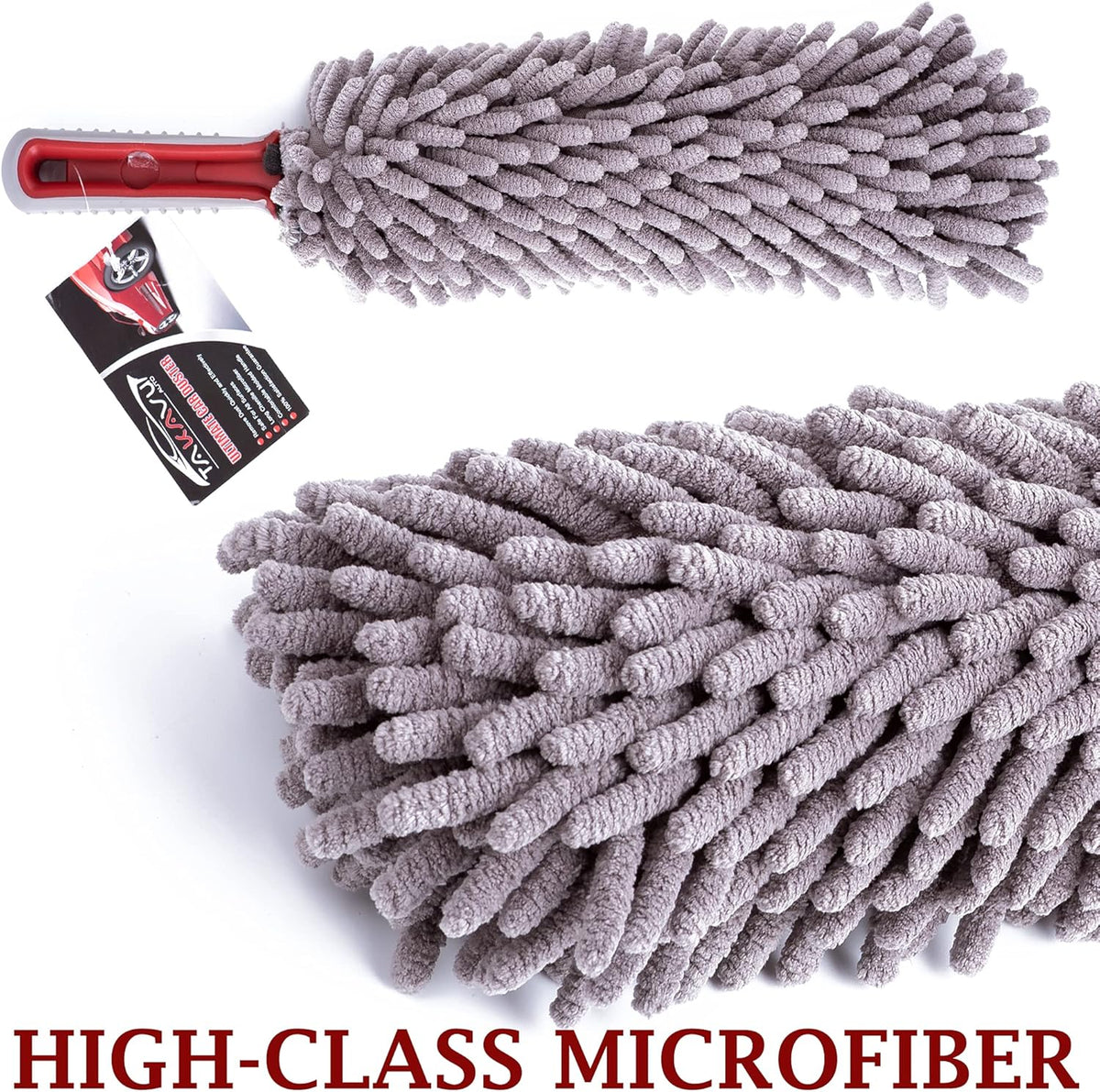 Car Duster Interior by TAKAVU, 360° Microfiber Fingers, Unbreakable Comfort Handle, Lint and