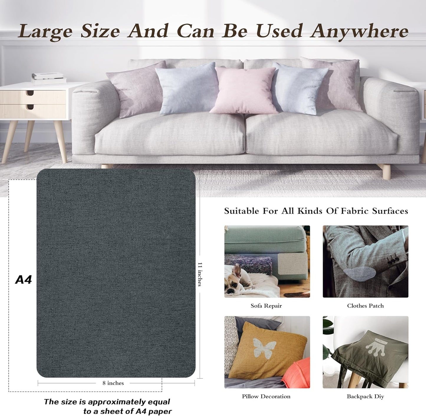 KING MOUNTAIN Fine Linen Repair Patches, Self-Adhesive Linen Fabric Patches, 8X11 inch Extra Size