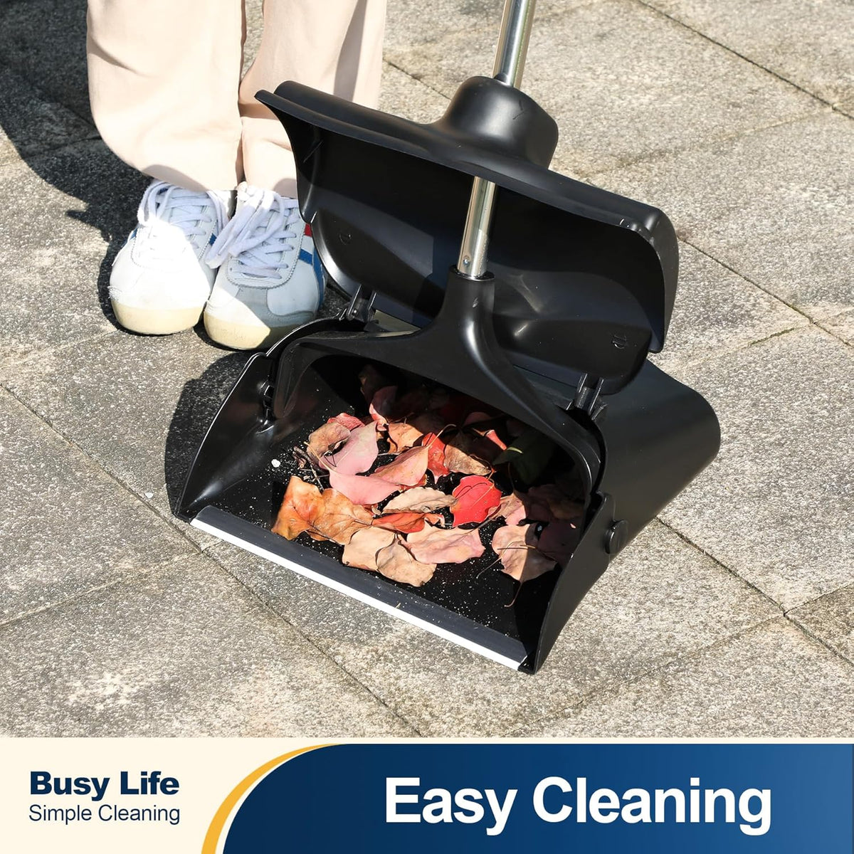 Yocada Commercial Dustpan with Wheels and Windproof Cover Indoor&Outdoor Commercial Dustpan for