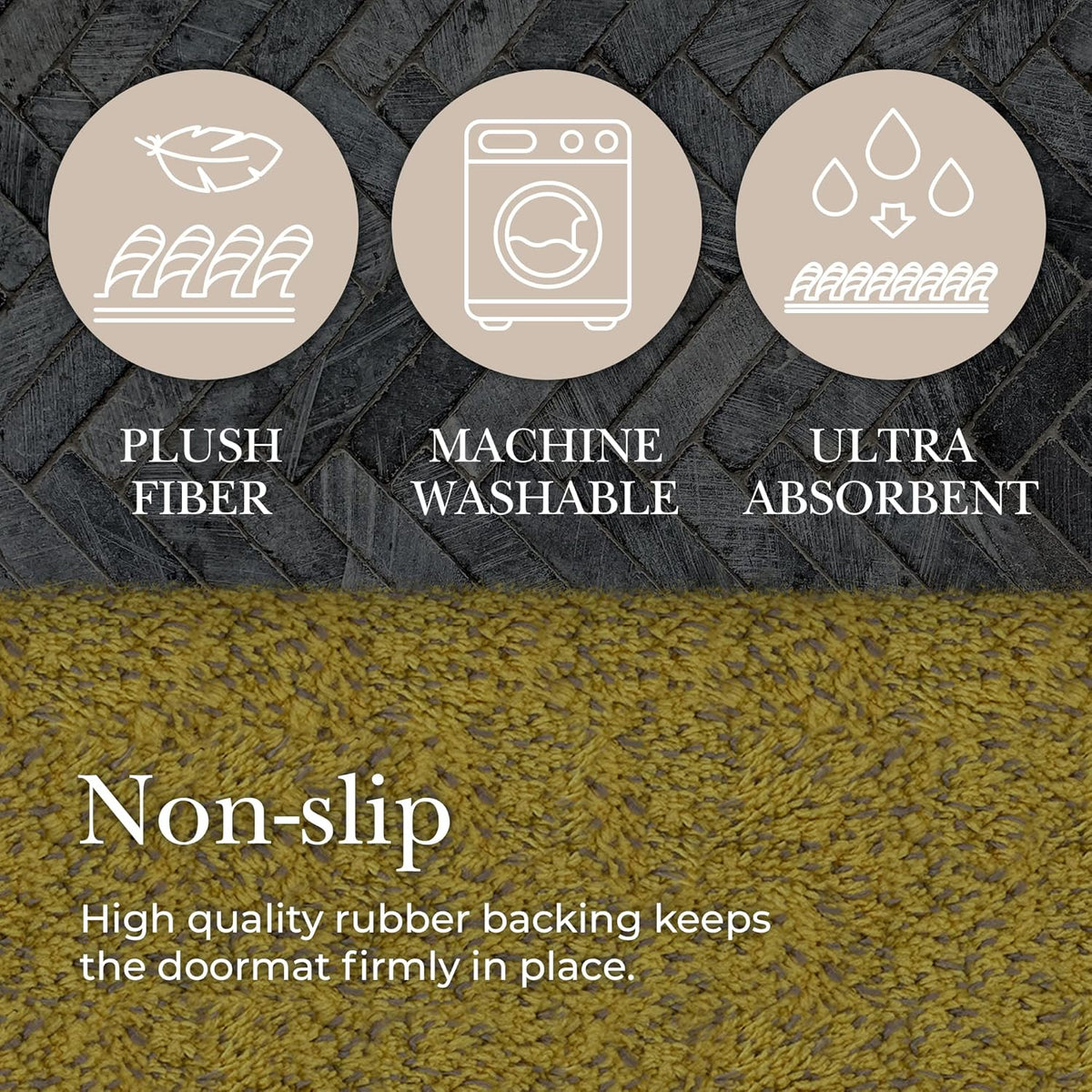 Premium Microfiber Indoor Door Mat – 36"x72" Washable Entry Mat, Non-Slip, Waterproof Backing