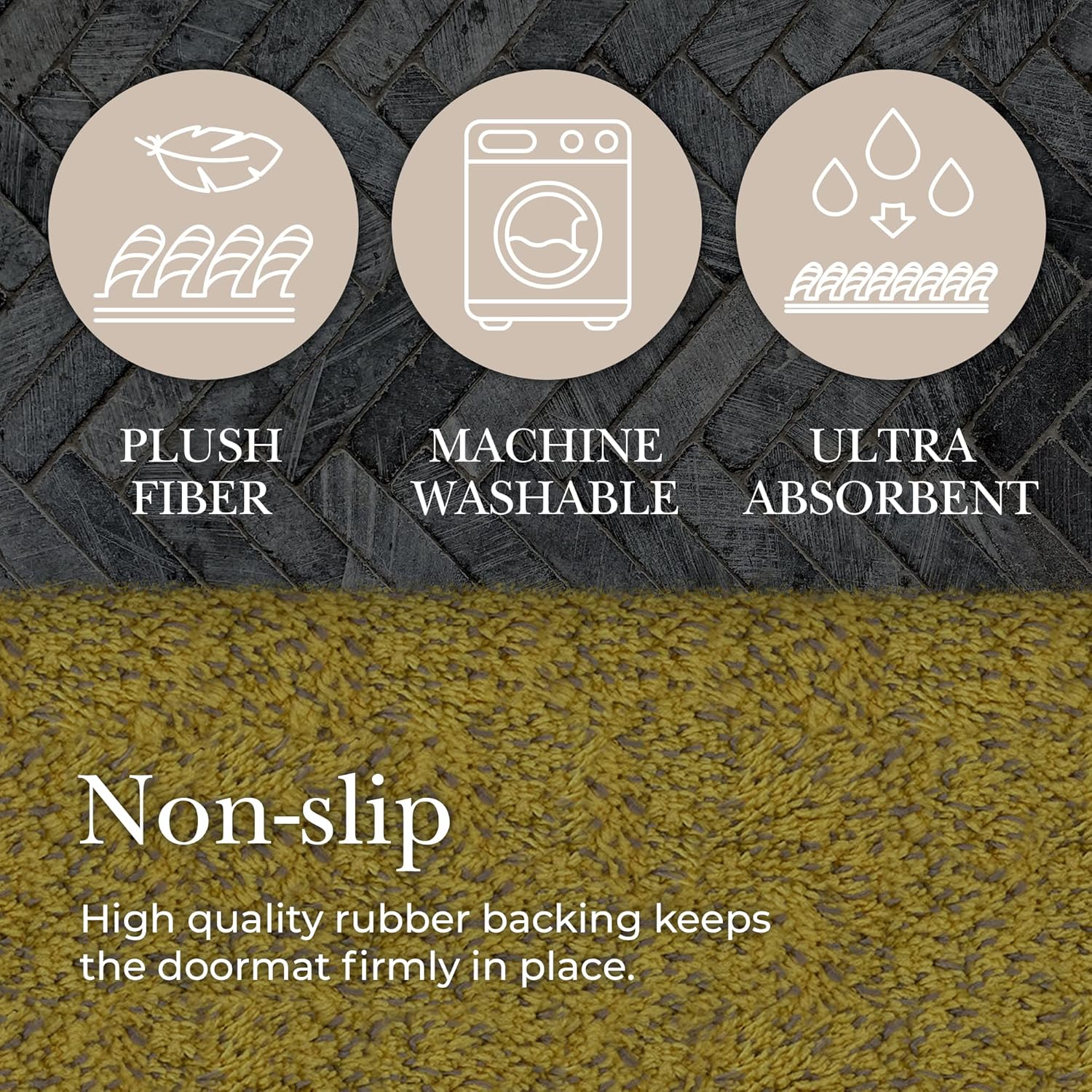 Premium Microfiber Indoor Door Mat – 36"x72" Washable Entry Mat, Non-Slip, Waterproof Backing