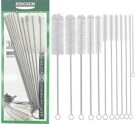 12 PCS Straw Cleaner Brush kit with 2mm-25mm /6.5-10 INCH for Tube and Pipe.Tumbler, Sippy Cup