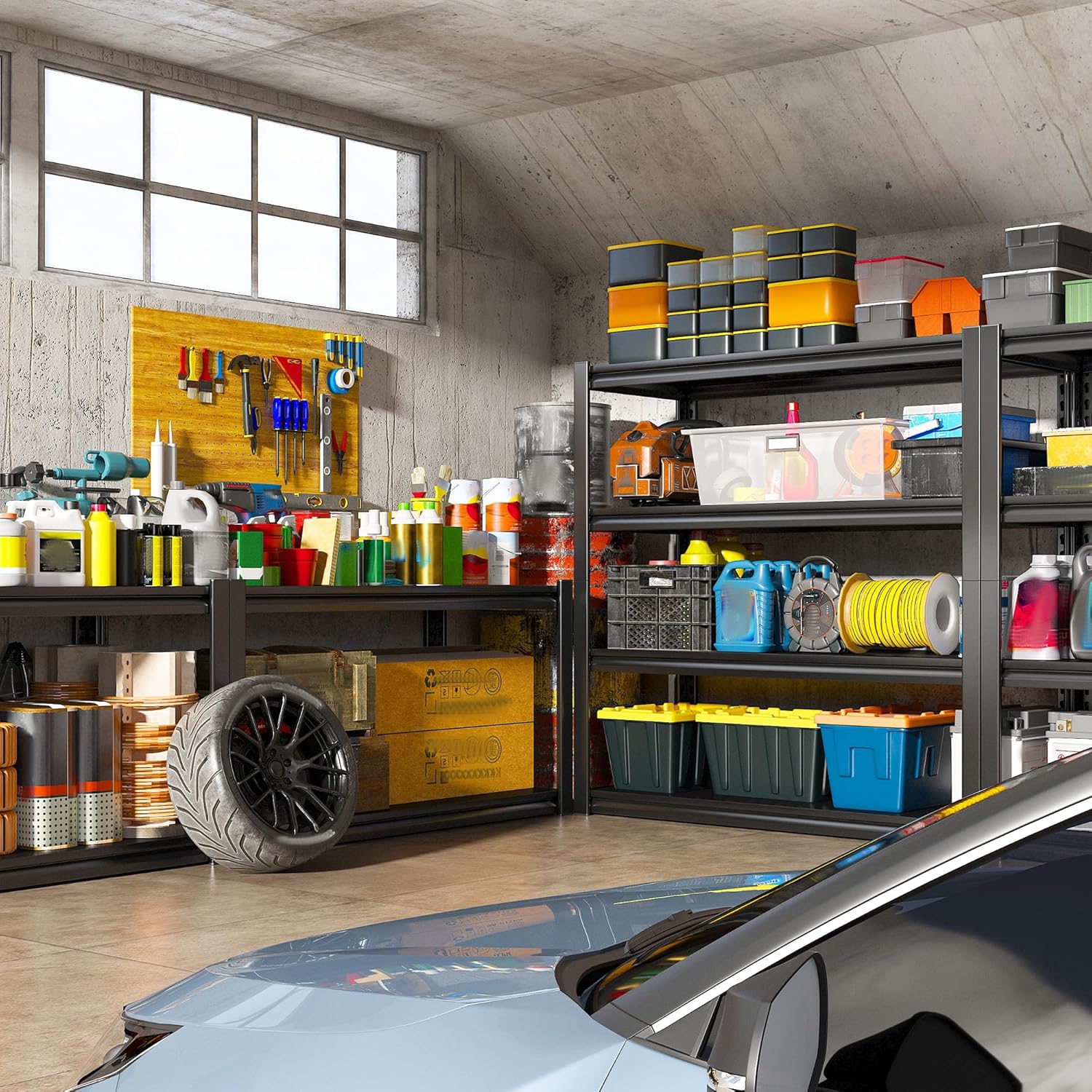 Raybee 40" W Garage Shelving Heavy Duty Storage Shelves 56.9" H Metal Shelving Heavy Duty Load