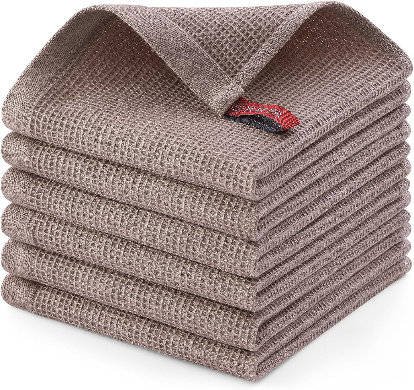 Homaxy 100% Cotton Waffle Weave Dish Cloths - 6 Pack Soft and Absorbent Dish Towels - 12 x 12