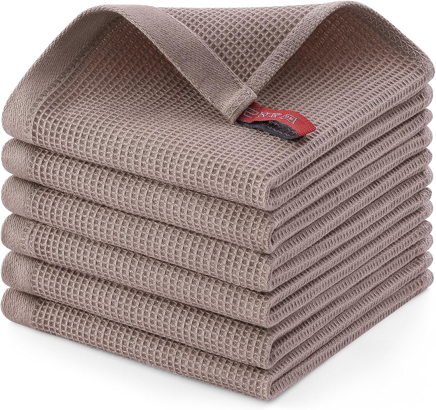 Homaxy 100% Cotton Waffle Weave Dish Cloths - 6 Pack Soft and Absorbent Dish Towels - 12 x 12