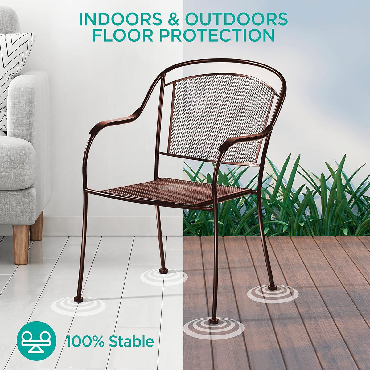 Wrought Iron Patio Furniture Feet Caps (32 Pack, Black) - 1.5" Round Plastic Outdoor Chair Leg