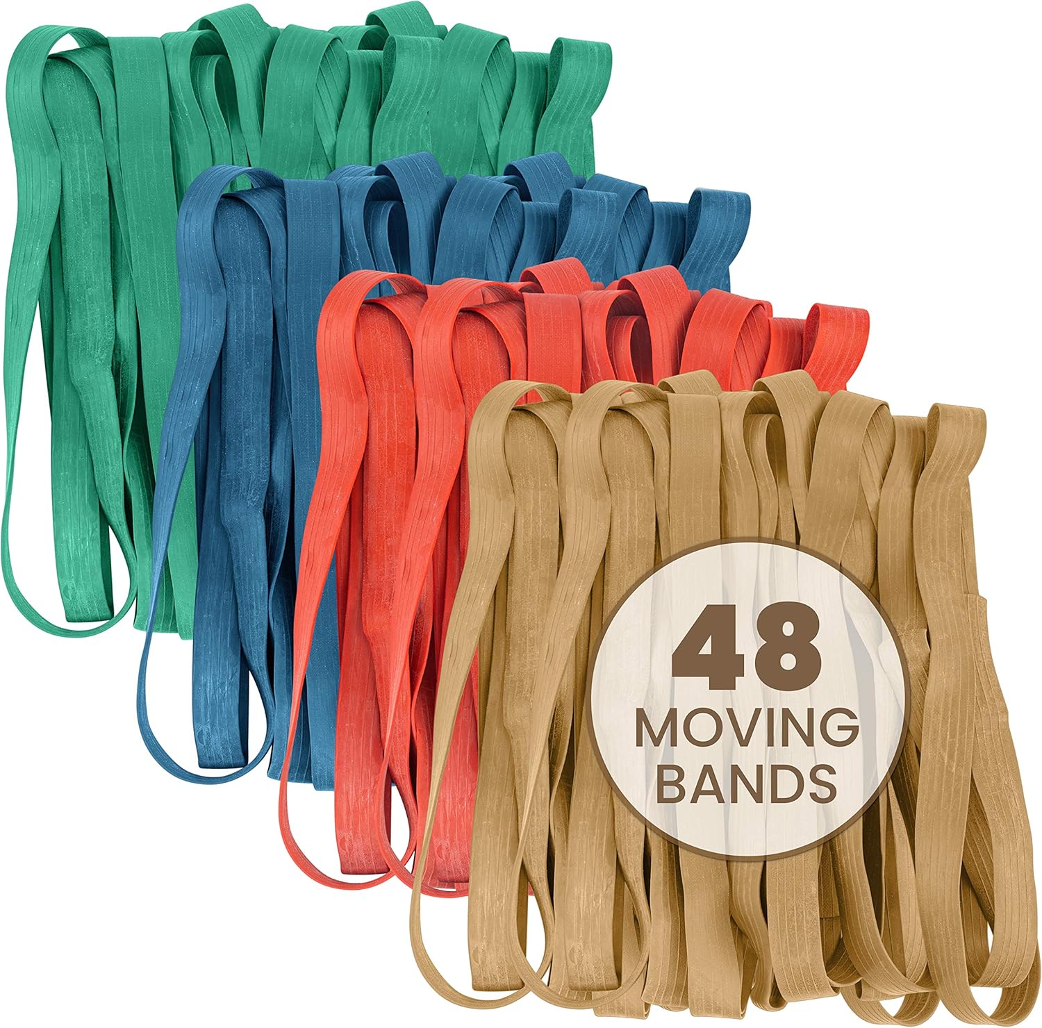 kitchentoolz 48 Pack Mover Bands – Extra Large Rubber Bands for Furniture & Moving Blankets