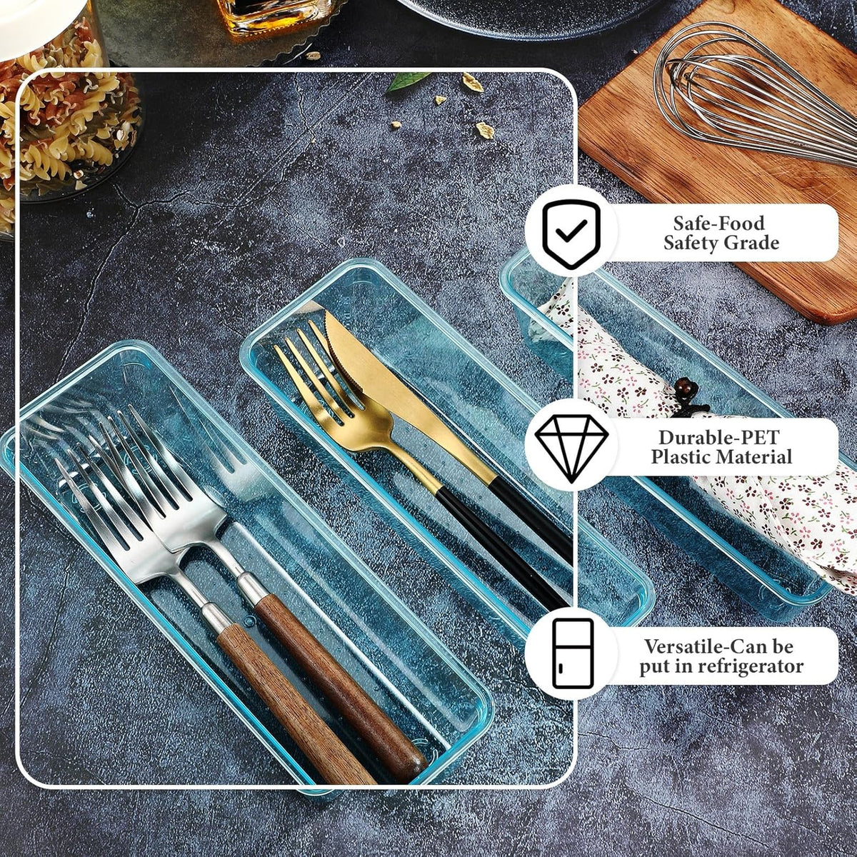 Maitys 12 Pcs Vanity Drawer Organizer 9 x 3 x 2 Inches Clear Plastic Utensil Organizers Kitchen