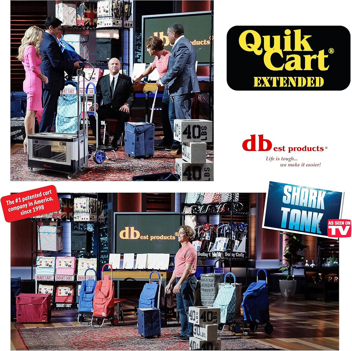 dbest products Quik Cart Extended Four Wheeled Rolling Crate Teacher Utility with seat Dual