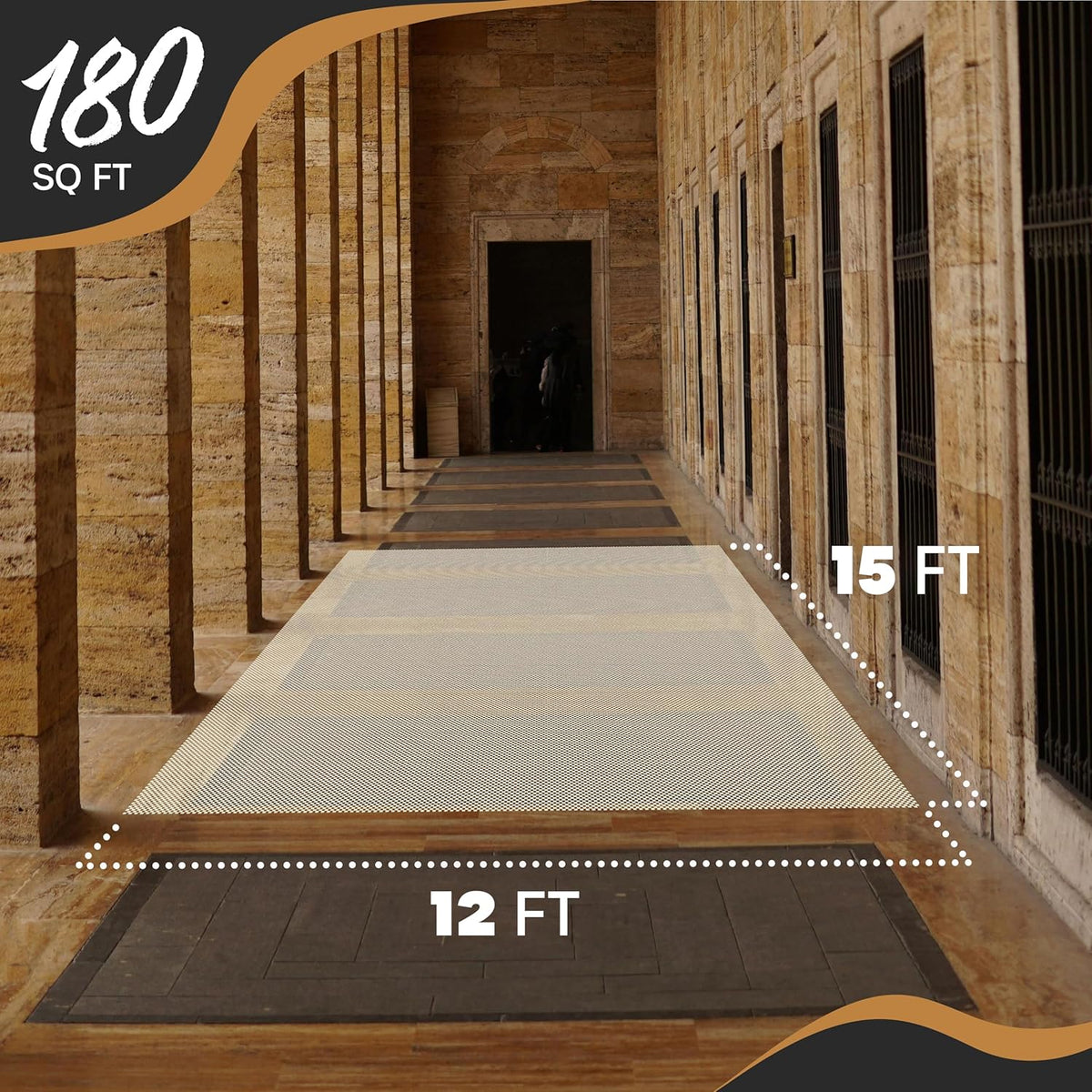 Nevlers 12'x15' Anti Skid Rug Gripper for Hardwood Floors & Other Surfaces | White PVC Foam Non