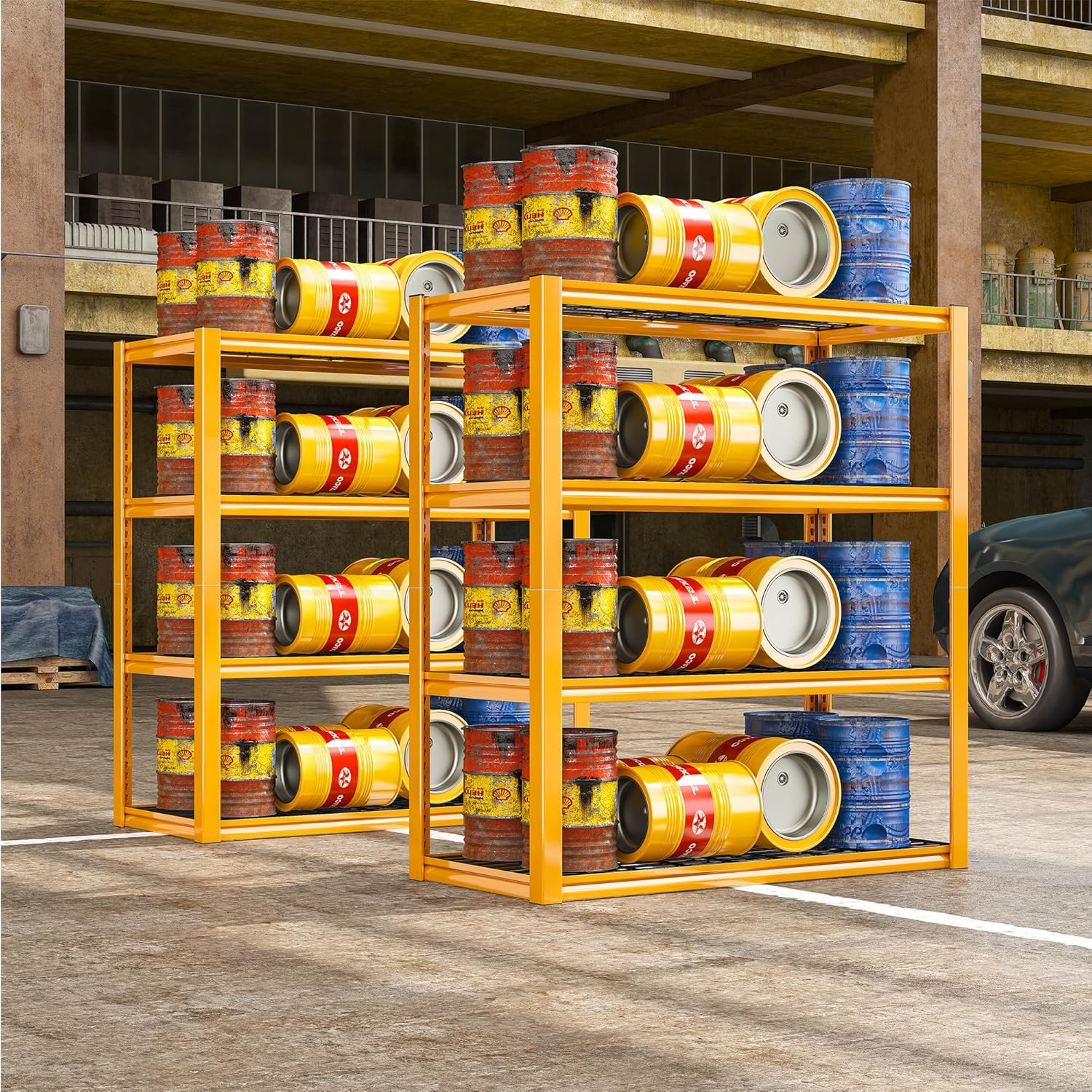 REIBII 40" W Garage Shelving 2240 LBS Storage Shelves Adjustable Heavy Duty Shelving 4 Tier Metal