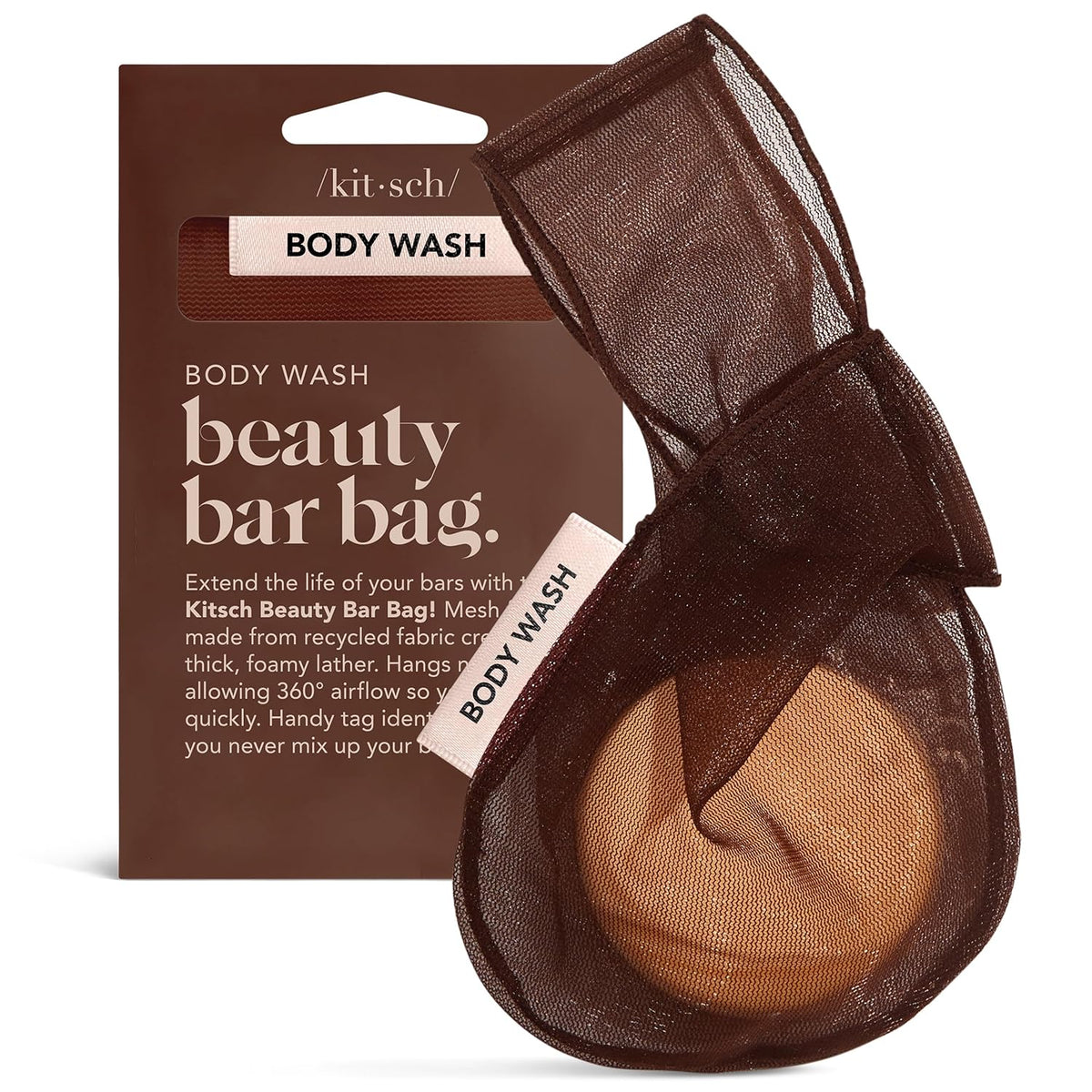 Kitsch Bar Soap Saver Bag – Patented Mesh Bag Soap Holder for Body Wash Bar - Extends Use &