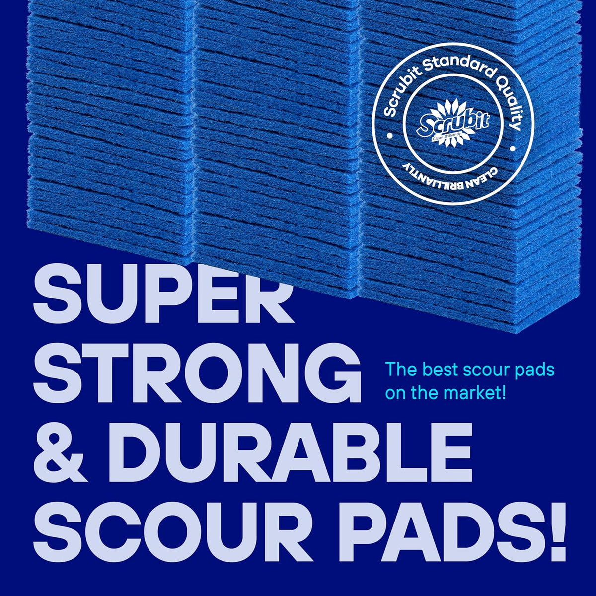 SCRUBIT 50 Pack Scouring Pad - Heavy Duty Scrub Pads for Cleaning Dishes - Non-Scratch Reusable