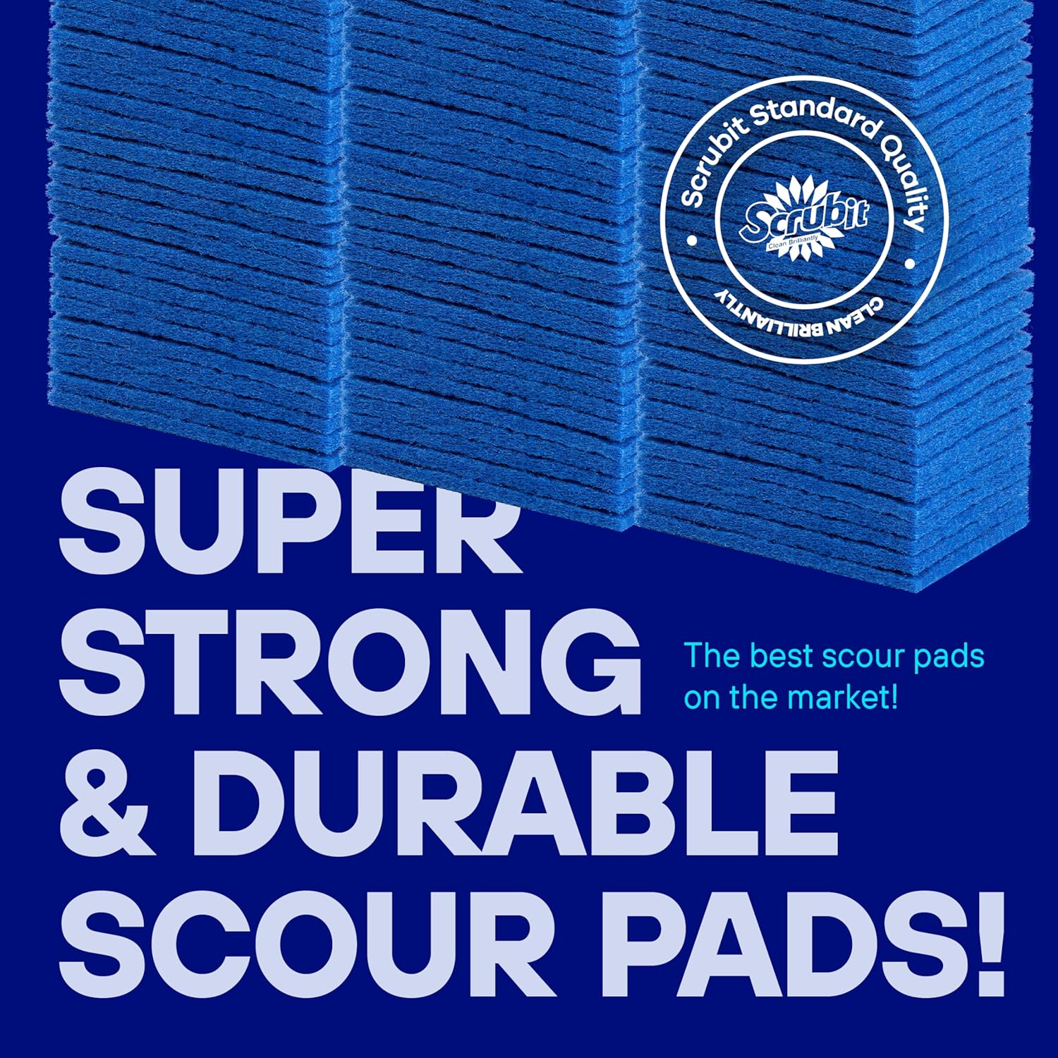 SCRUBIT 50 Pack Scouring Pad - Heavy Duty Scrub Pads for Cleaning Dishes - Non-Scratch Reusable