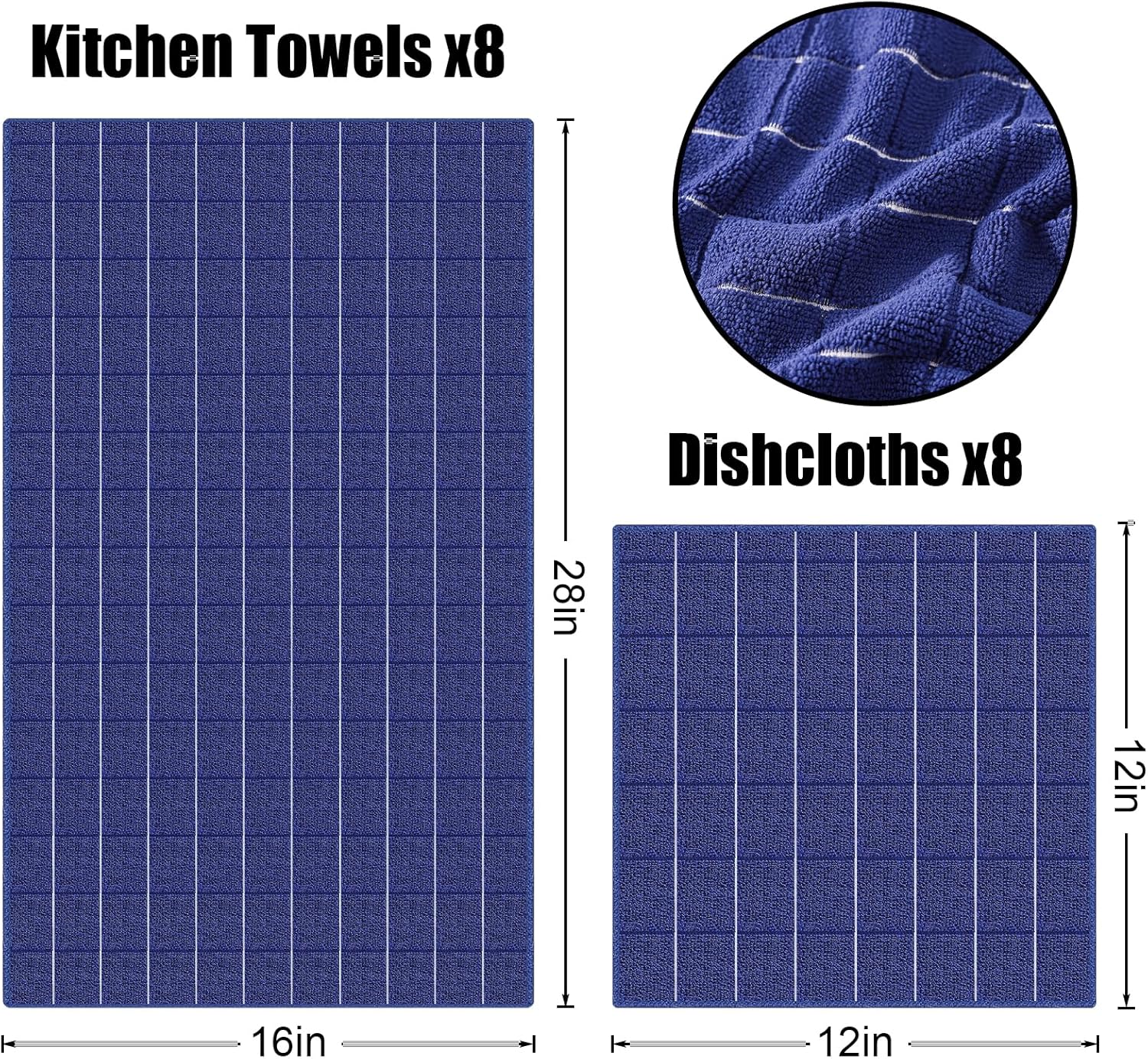 Homaxy Microfiber Kitchen Towels and Dishcloths Set, 16 Pack Soft and Absorbent Dish Hand Towels