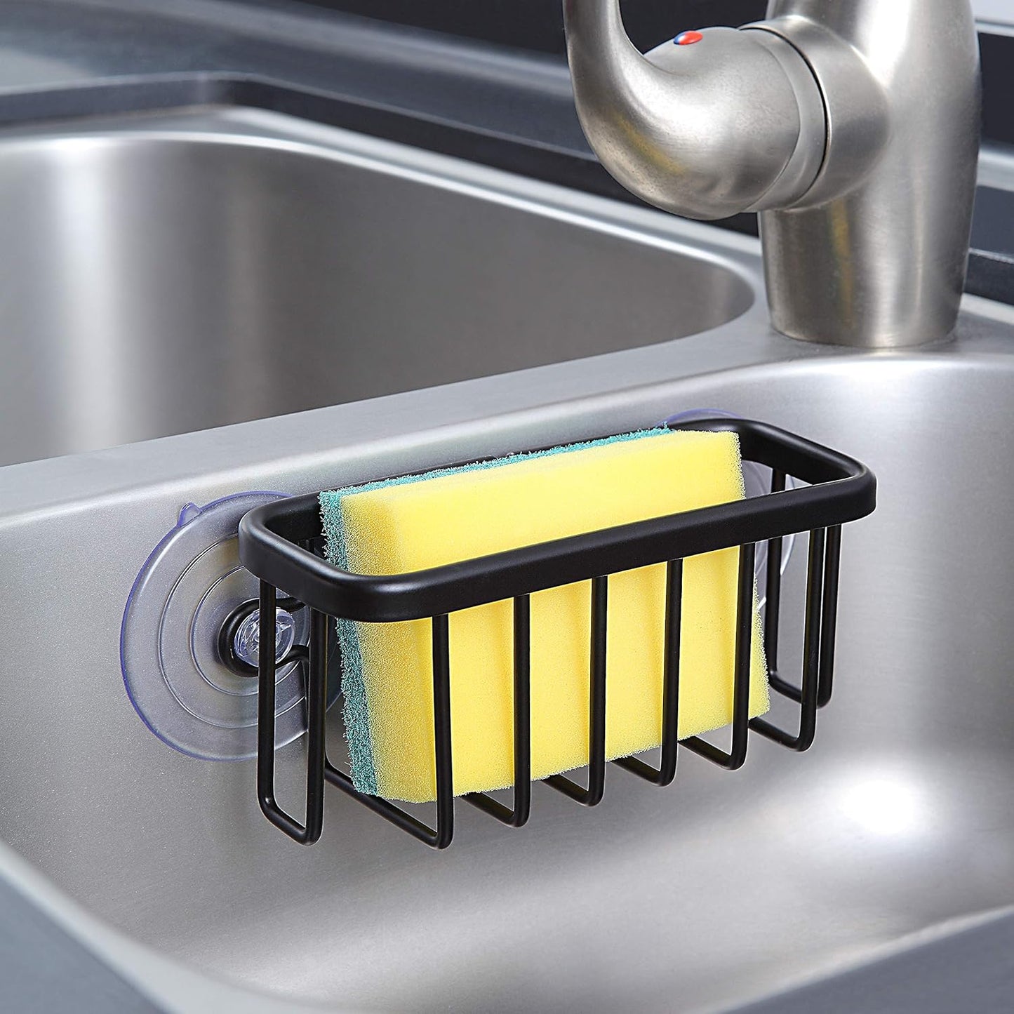 SunnyPoint NeverRust Kitchen & Bathroom Sink Caddy for Sponges, Scrubbers, Soap, 6" x 2.5" x 2.75"