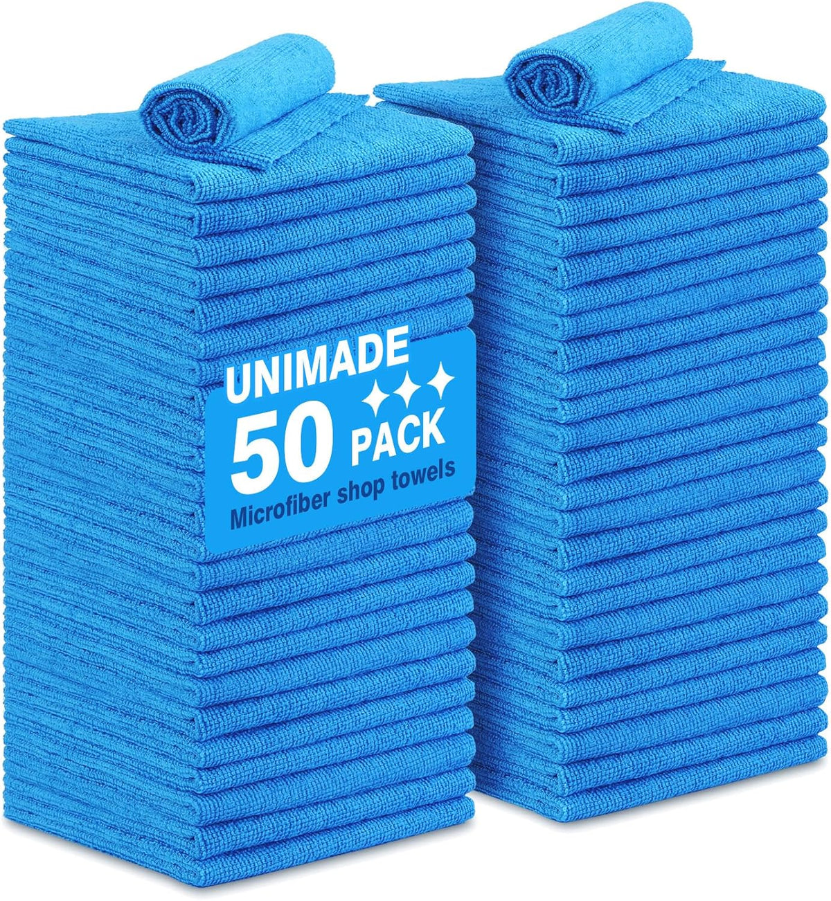 Shop Towels Rags, 50 Pack Reusable Shop Rags Bulk Microfiber Cleaning Cloth Lint Free Cleaning