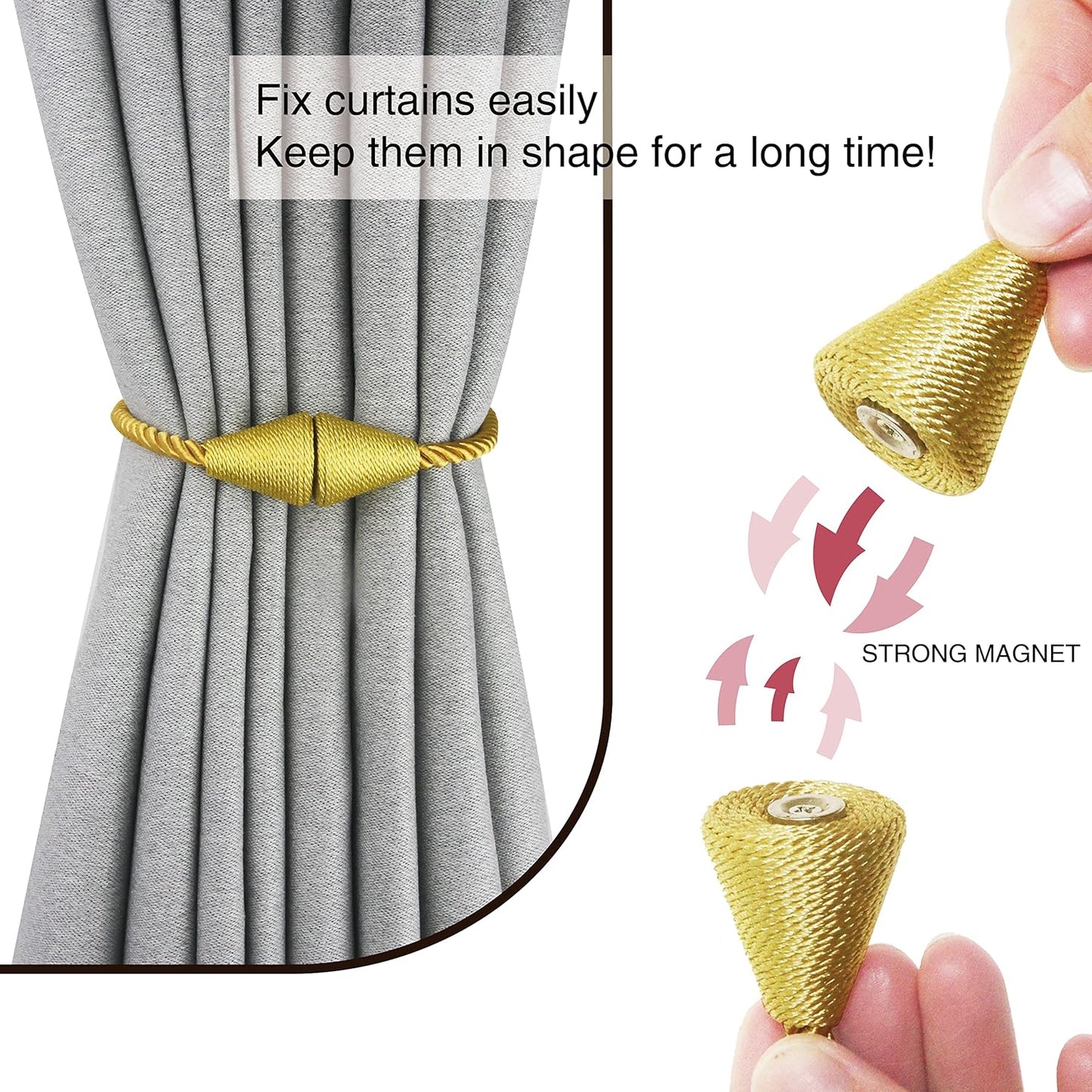 4 Pack Magnetic Curtain Tiebacks Rope Modern Handmade Curtain Tie Backs Decorative Drapes Weave
