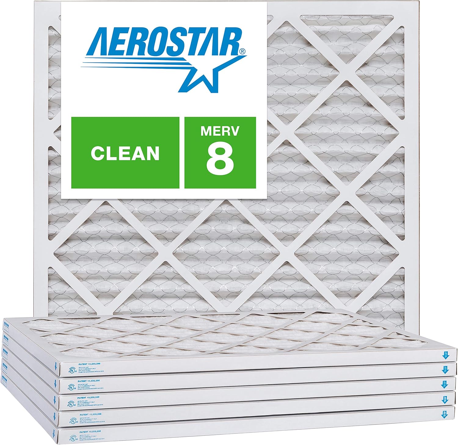 Aerostar 8x8x1 MERV 8, Pleated Air Filter, 8x8x1, Box of 6, Made in the USA