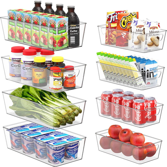 Simple Houseware Pantry Bins Storage Organizer, 8 Packs (4 Medium & 4 Large)