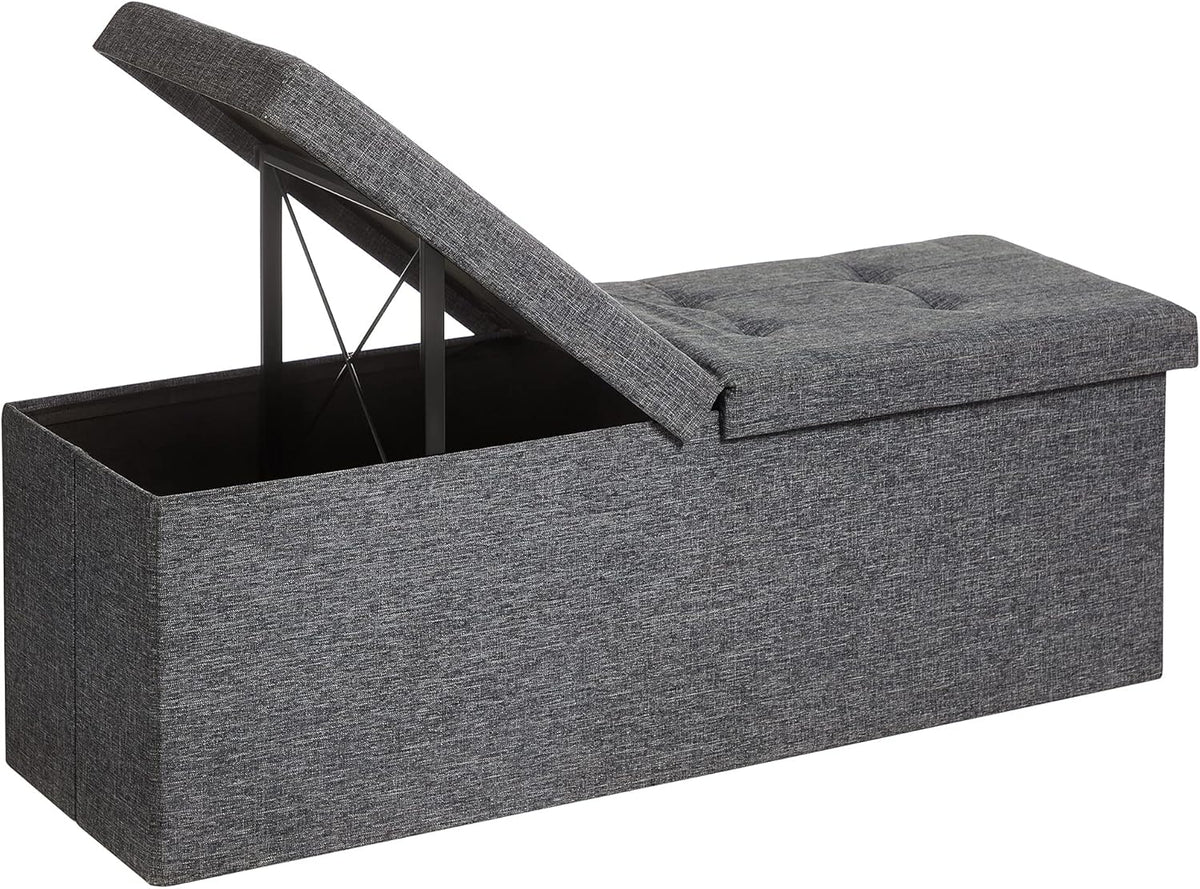 SONGMICS MAZIE Collection - 43 Inches Storage Ottoman, Foldable Storage Bench with Flipping Lid