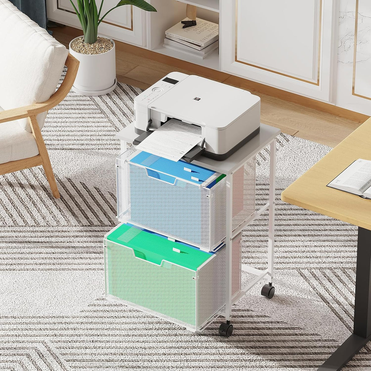 Letter/Legal Rolling File Cabinet, Rolling File Cart with 2 Drawers Filing Cabinet for Home Office