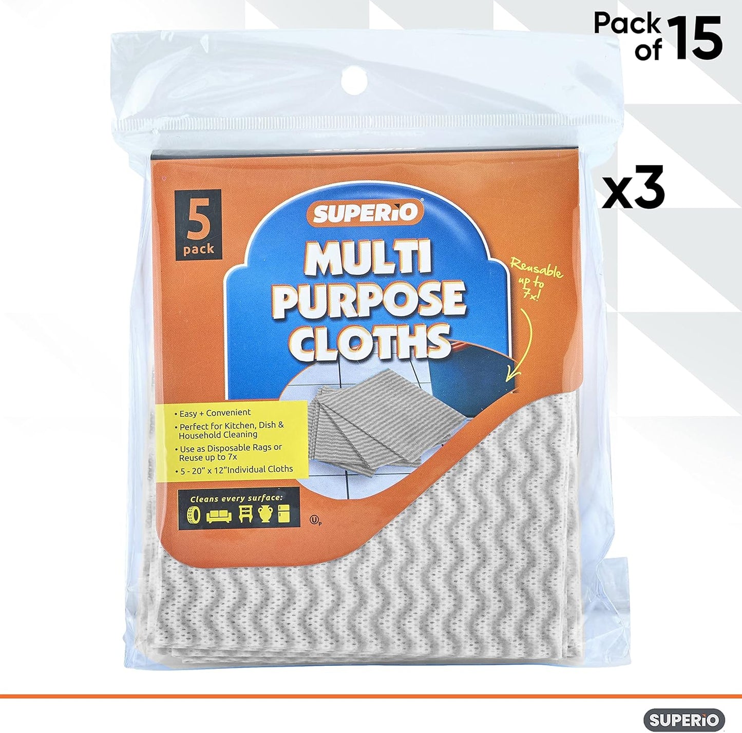 Superio Handy Wipes For Kitchen Multi-Purpose Heavy-Duty Reusable Cleaning cloth for house