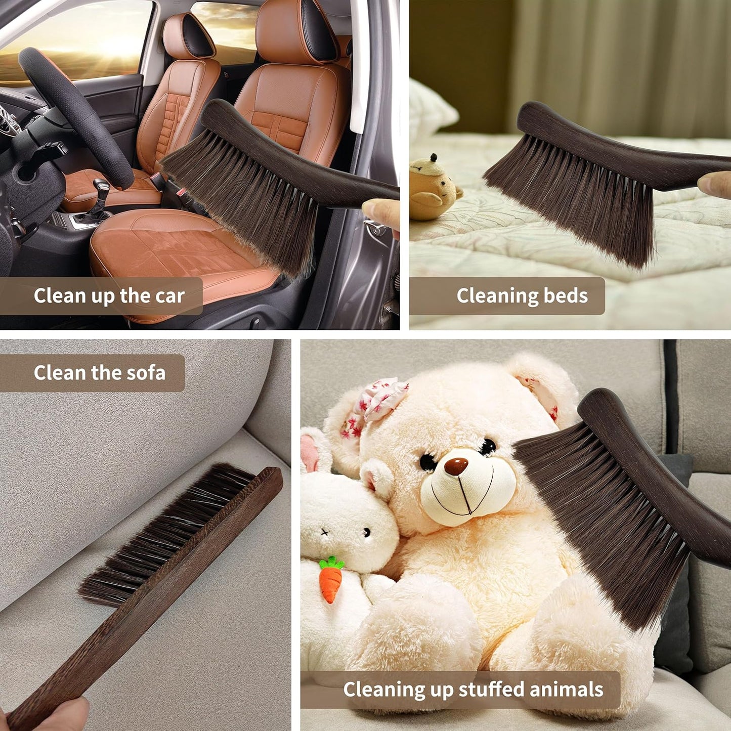 Hand Broom Brush, Dust Brush for Cleaning, Wood Block Hand Brush, Soft Bristle Cleaning Brush for