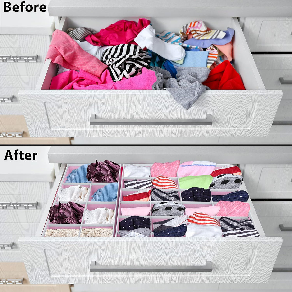 Simple Houseware 4-Pack Drawer Organizer Set - Closet Dividers for Underwear, Socks, Bras, Scarves