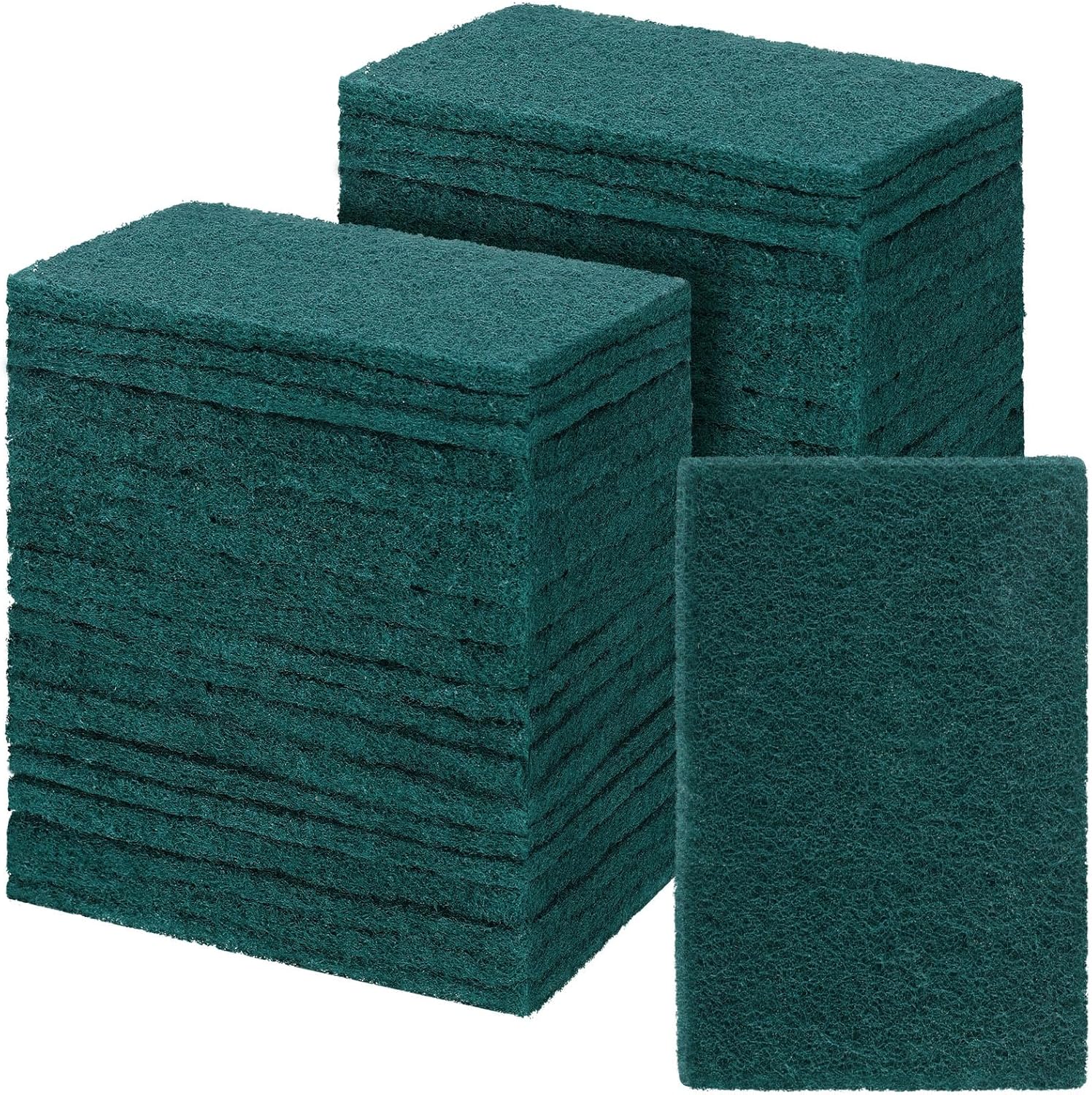 Hoolerry 50 Pcs Heavy Duty Scouring Pads Non Scratch Household Scrub Pads for Cleaning Reusable Pan