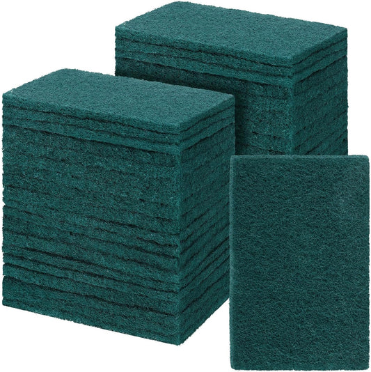 Hoolerry 50 Pcs Heavy Duty Scouring Pads Non Scratch Household Scrub Pads for Cleaning Reusable Pan