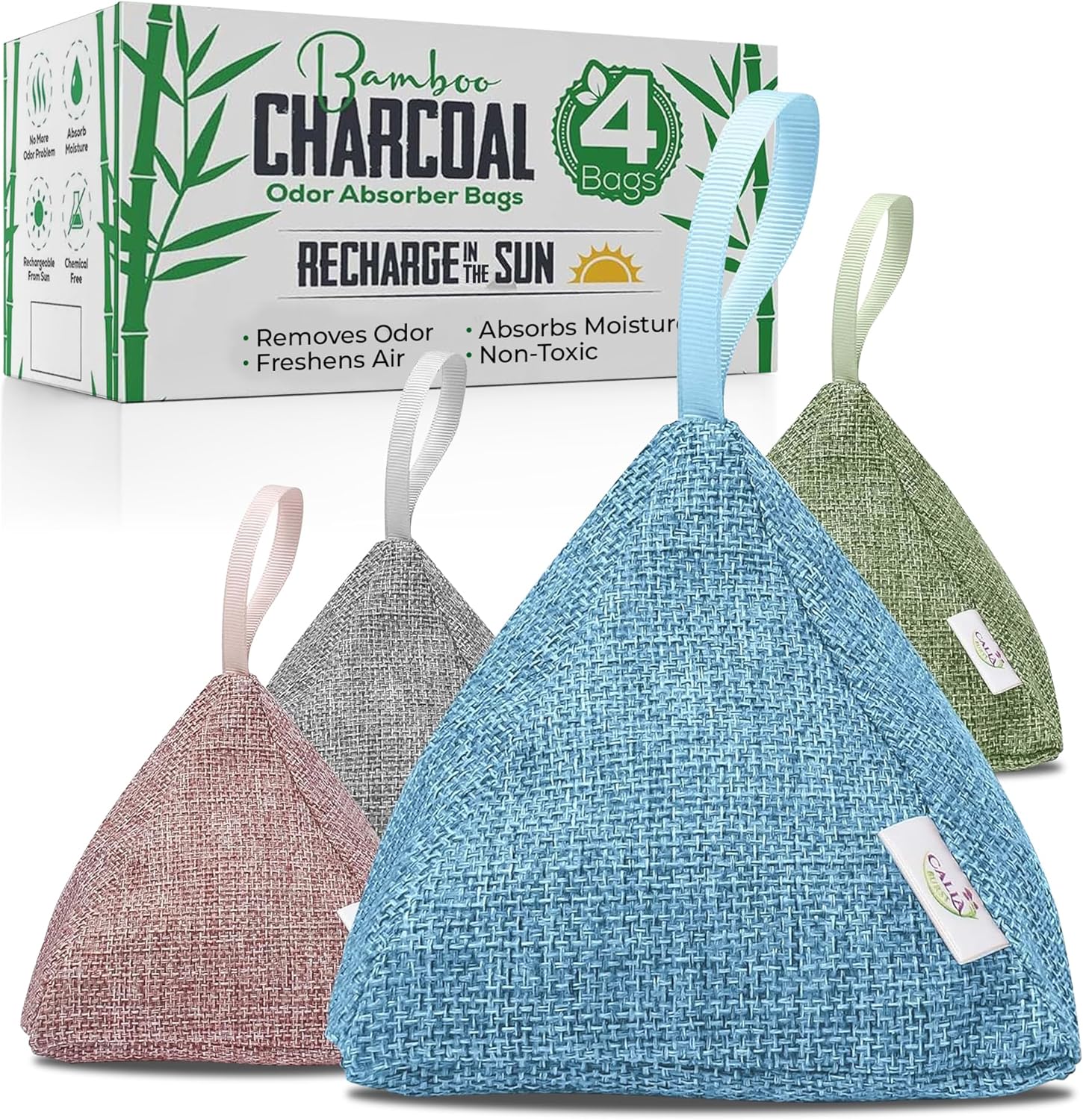 4 Pack Bamboo Charcoal Air Purifier Bags 200 Grams Each - Odor Absorber & Eliminator for Home, Car