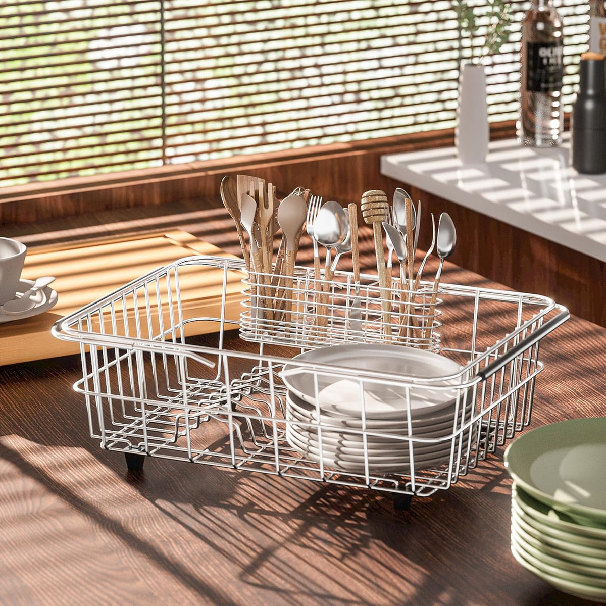 304 Stainless Steel Utensil Holder, Dish Drying Rack, kitchen Utensil Organizer, Knife and Fork