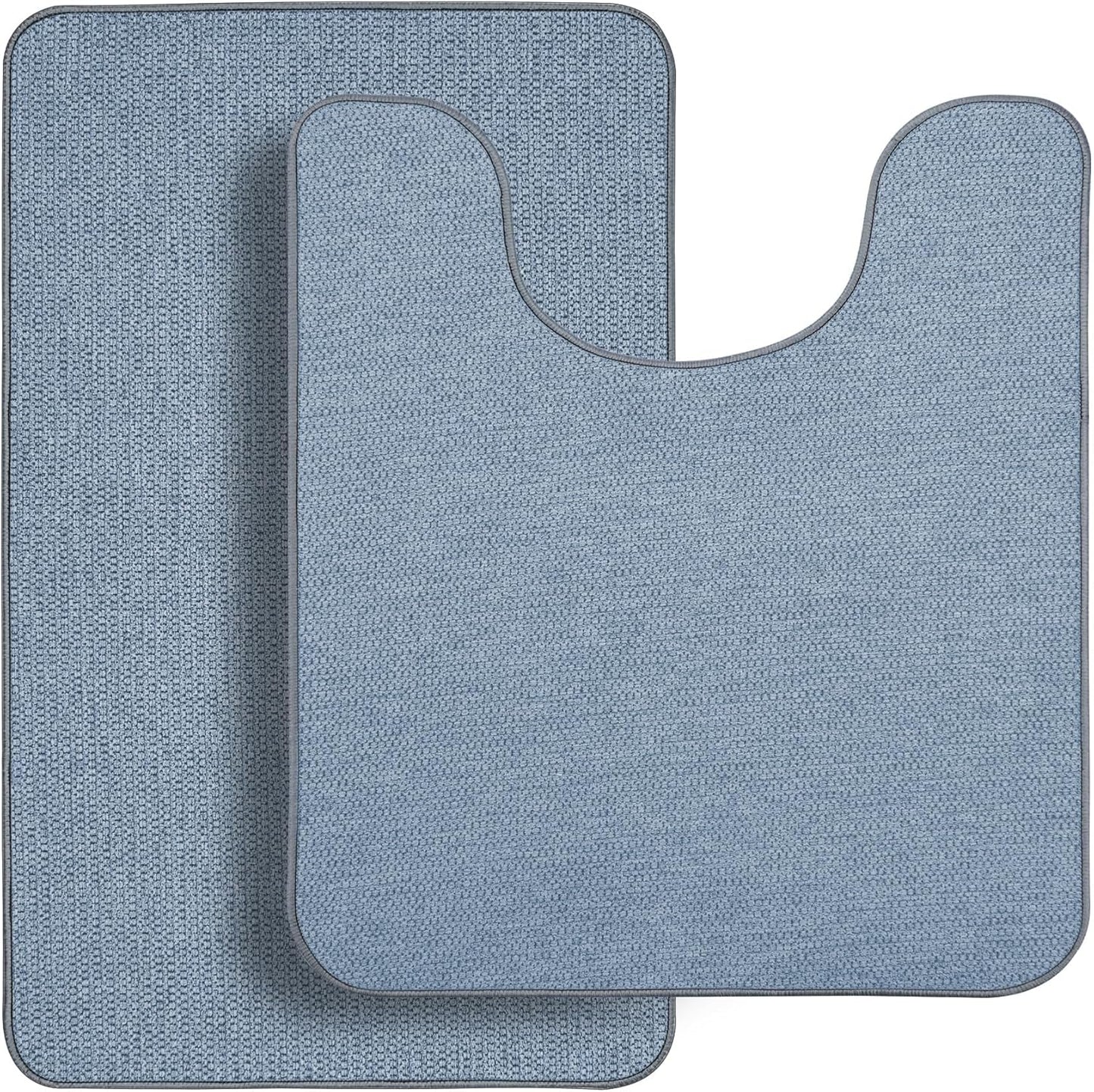 Bathroom Rugs Set 2 Pieces,Thin Bathroom Mats,Toilet Rugs,Quick Dry,Non-Slip,Machine Washable,Low