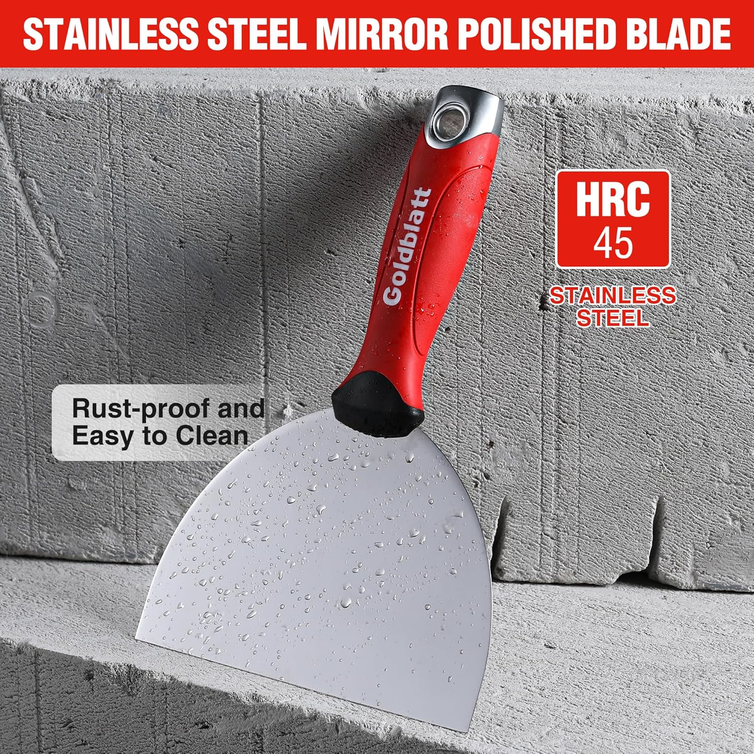 Goldblatt 6" Putty Knife, Stainless Steel Scraping Paint, Putty Knife Scraper with Hammer End, Soft