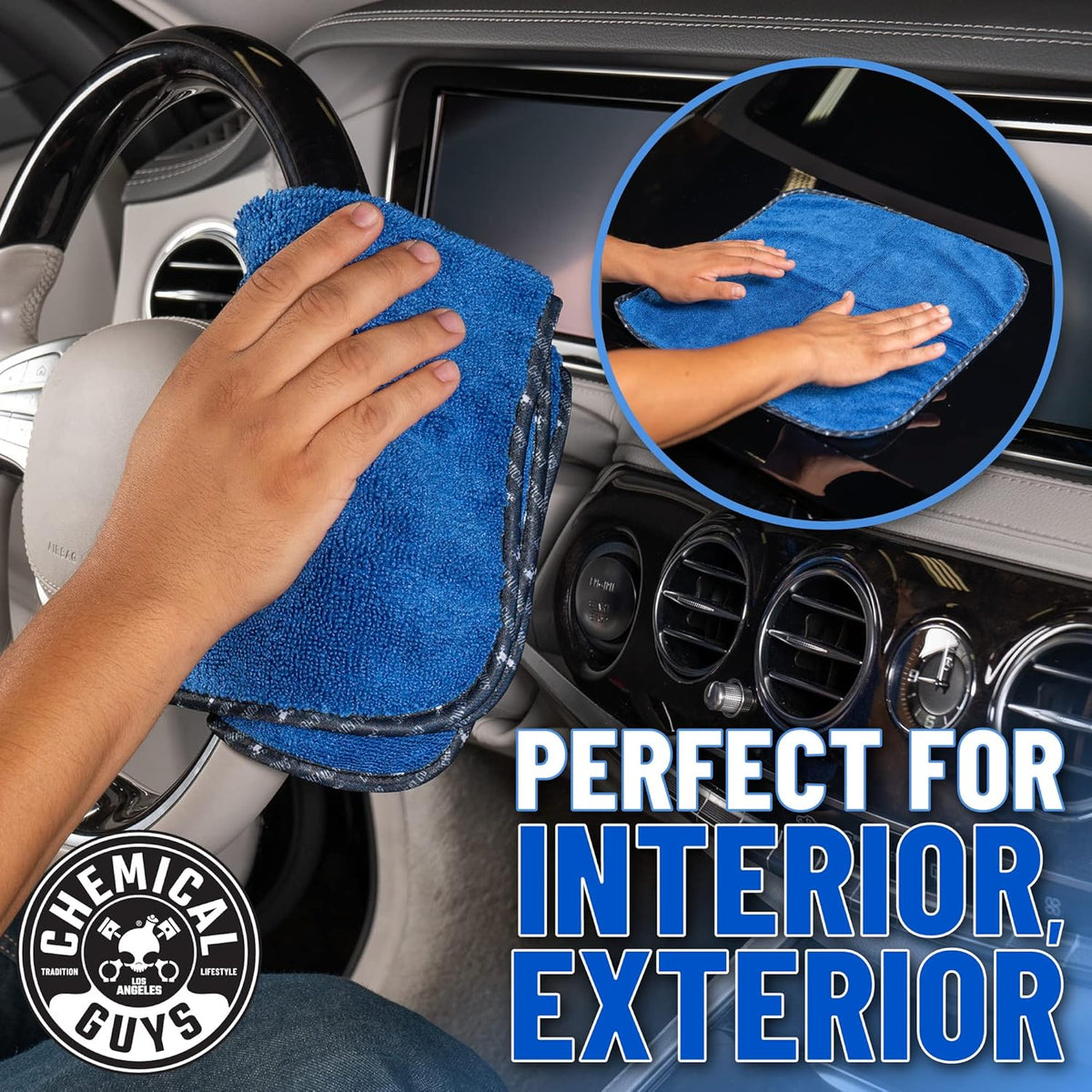 Chemical Guys MIC110024 Professional Grade Premium Microfiber Towels, Blue (16 Inch x 16 Inch)