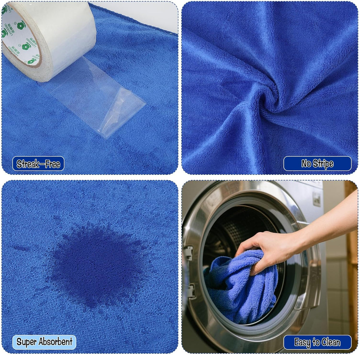 4 Pack Extra Large Microfiber Cleaning Cloths 20"x30", Lint-Free Reusable Towels for Home, Glass