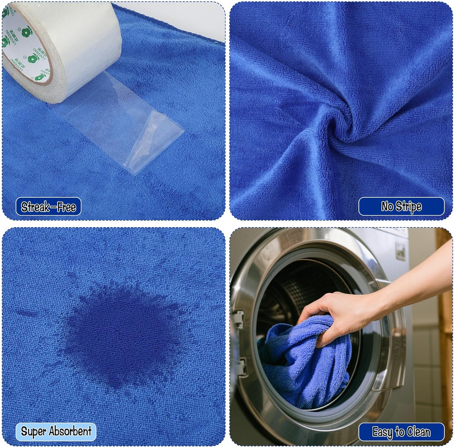 4 Pack Extra Large Microfiber Cleaning Cloths 20"x30", Lint-Free Reusable Towels for Home, Glass