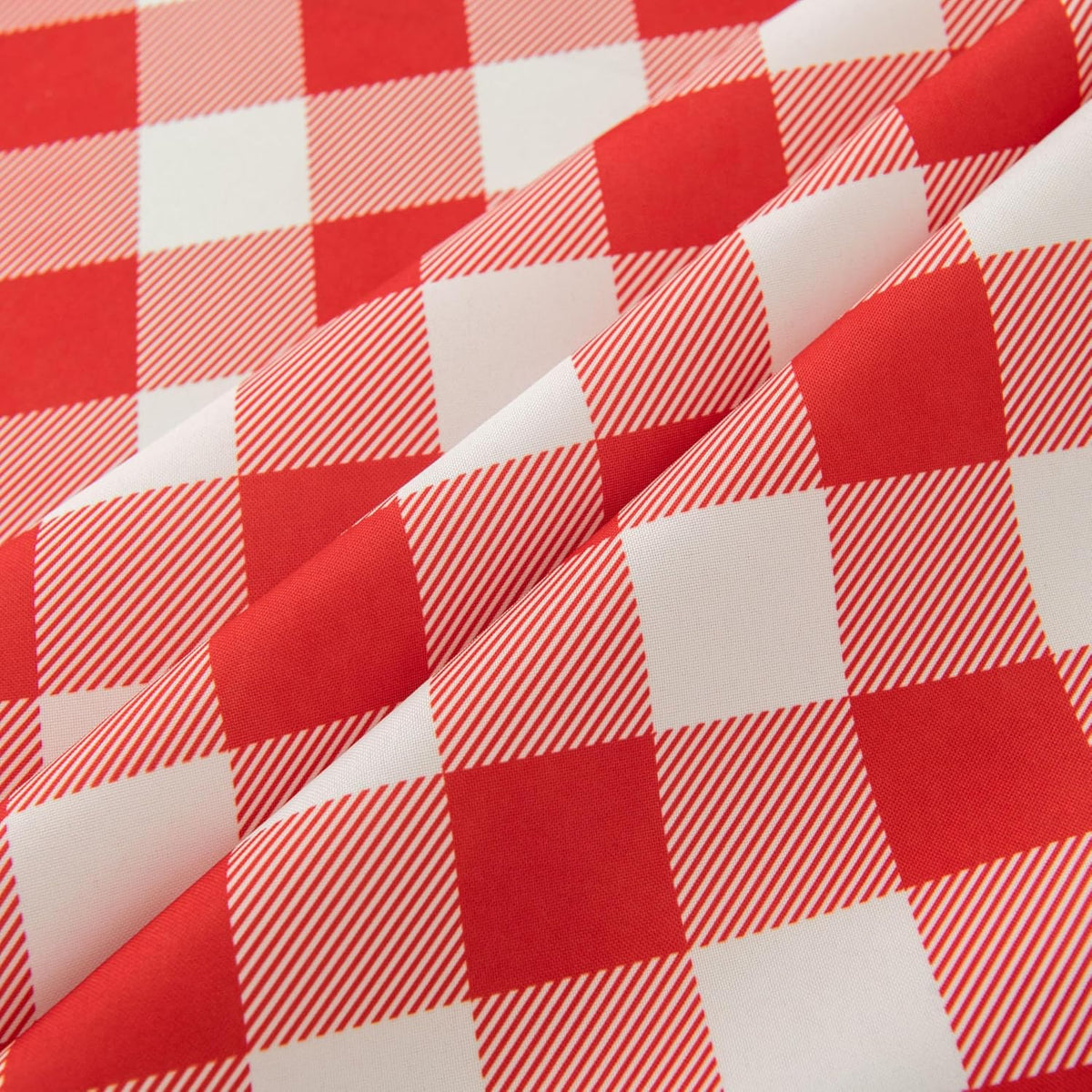 Waterproof Plaid Tablecloth Fabric - Round 90 Inch Classic Gingham Checker Table Cloth for