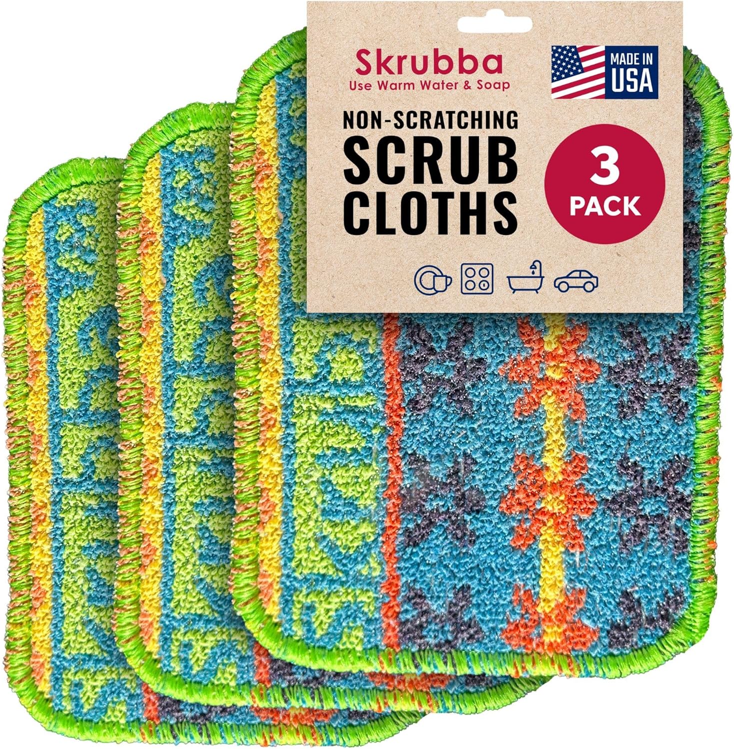 Wet-it! Skrubba 3-Pack Reusable Dish Scrubbers – Non-Scratch Scouring Pads for Kitchen & Household