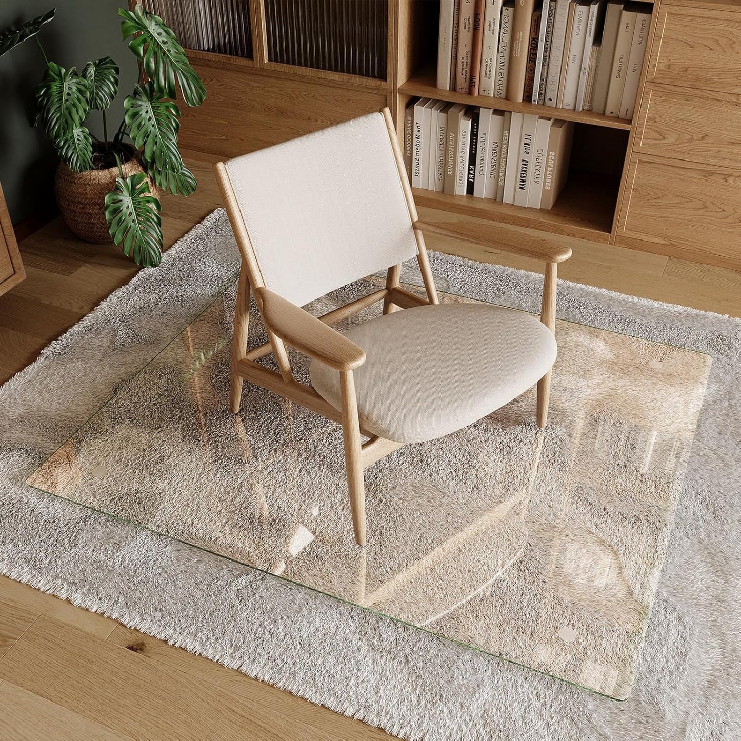 Koonmi Tempered Glass Chair Mat 40"x48" - Premium Office Chair Mat for Hardwood Floors & Low-Pile