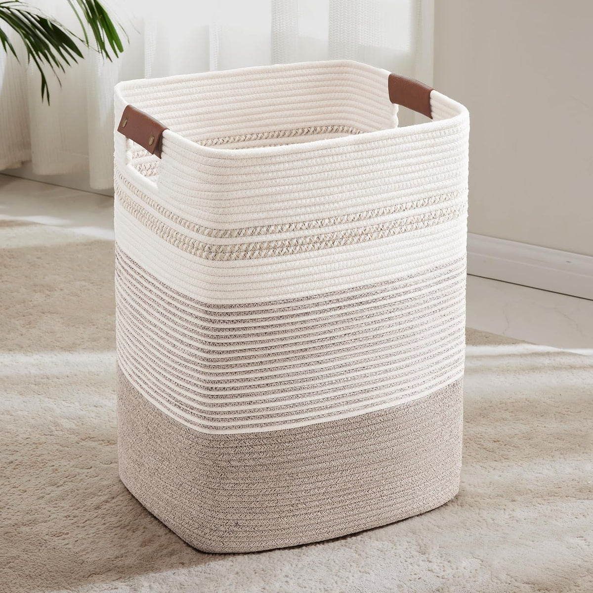 85L Tall Laundry Hamper with Handles for Living Room Storage, Extra Large Woven Rope Baskets Bin