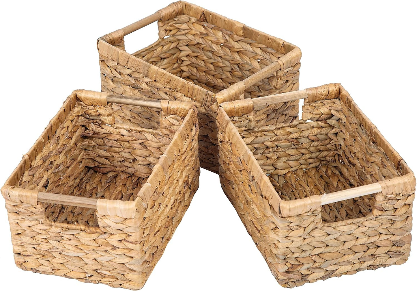 Natural Water Hyacinth storage basket with Handle, Rectangular Organizing Basket for Organizing