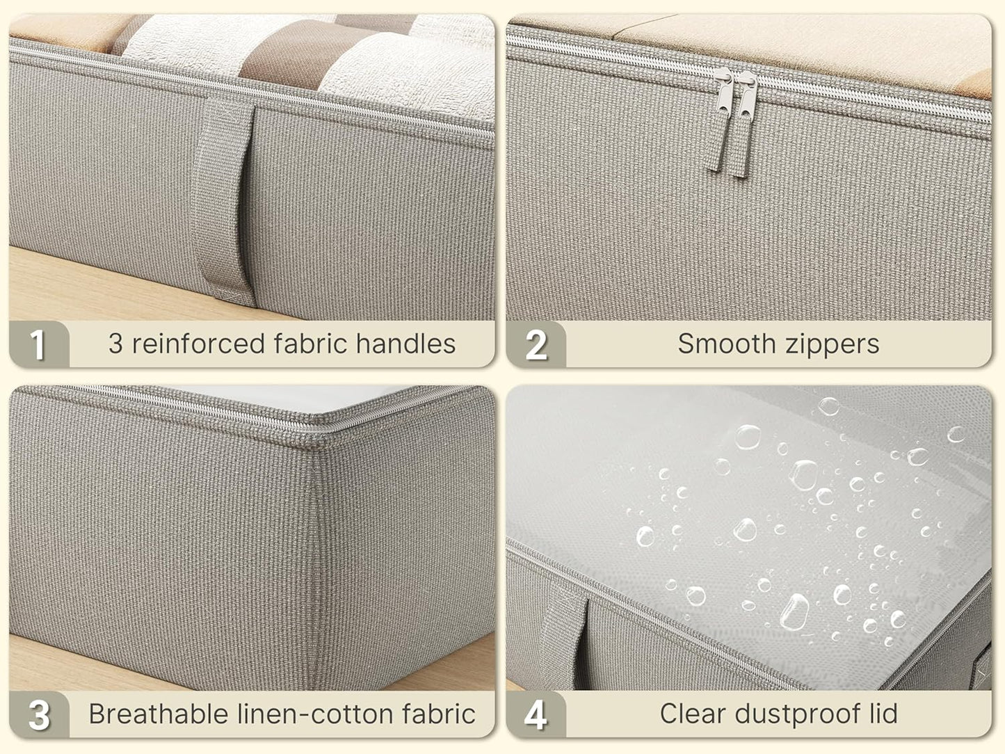2-Pack Under Bed Storage Containers, 8 Inches Tall Underbed Clothes Storage Organizer Bin with