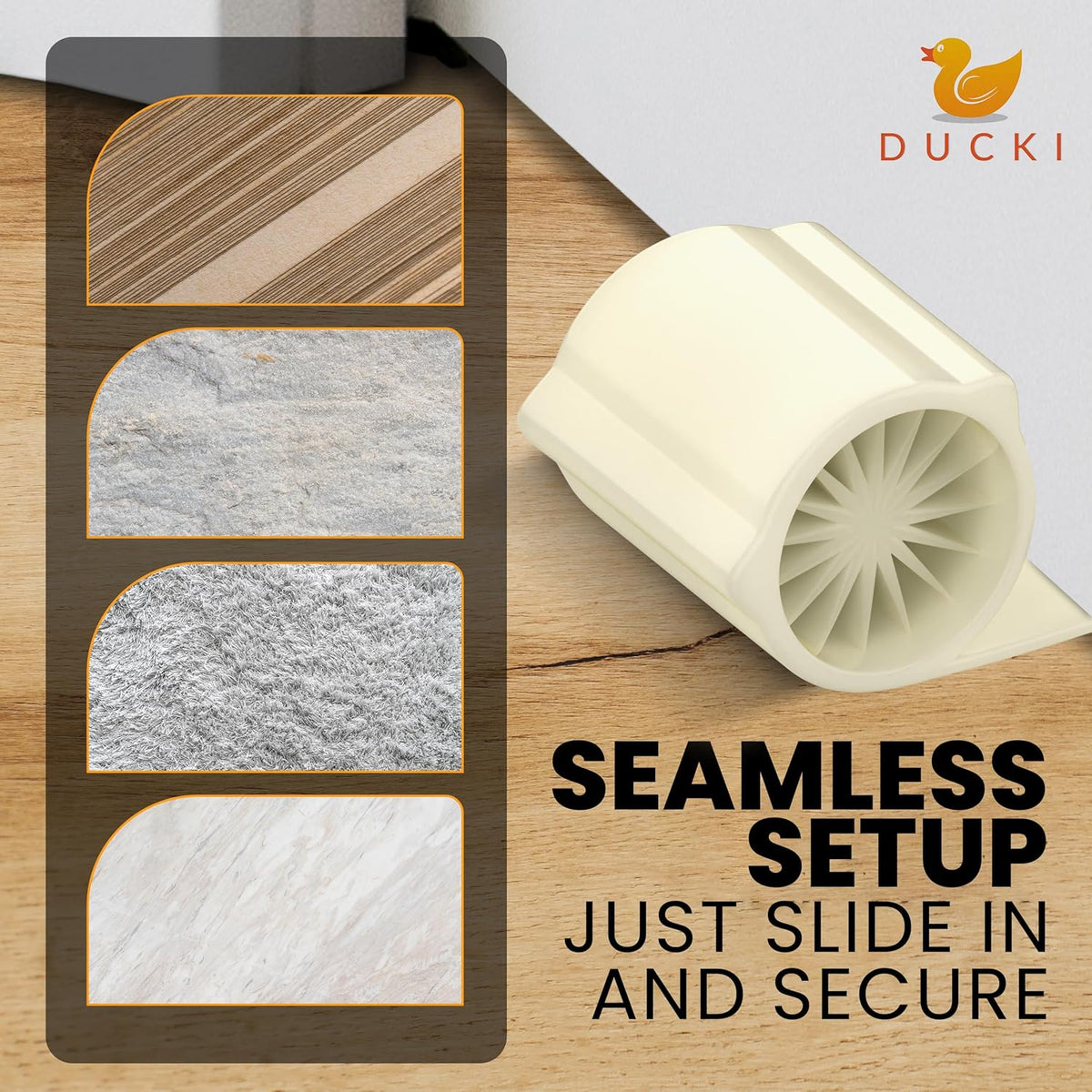 Ducki 2 Pack Door Wedge Stopper - 3 in 1 Thermoplastic Rubber Door Stop Wedge for The Top, Bottom