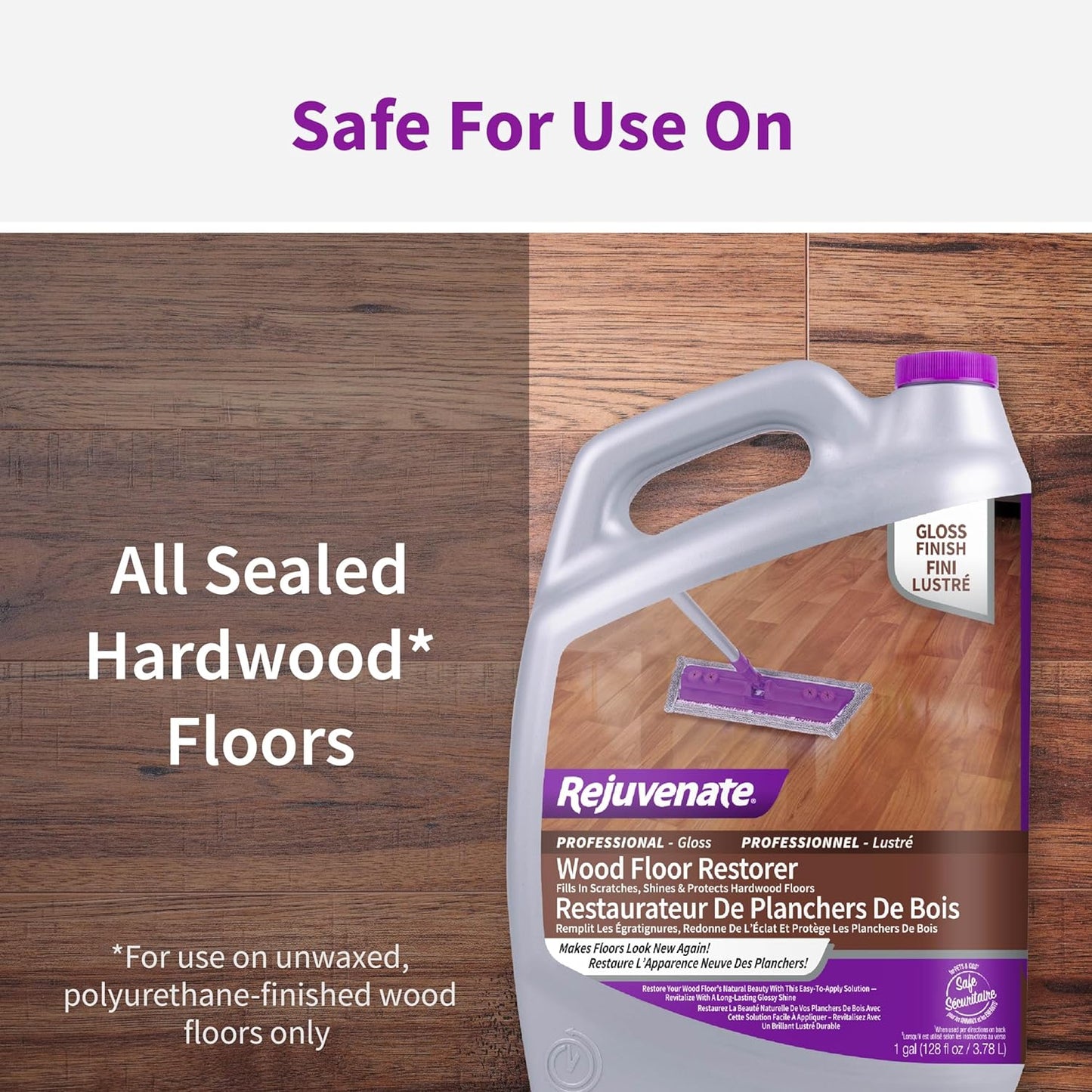 Rejuvenate Professional Wood Floor Restorer Fills Scratches, Shines And Protects Wood Flooring For