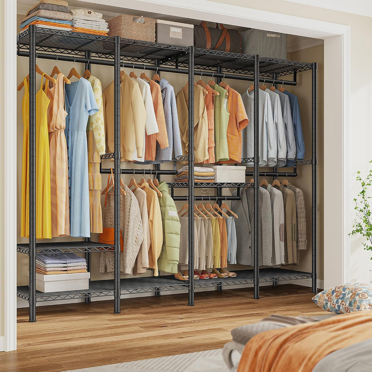 Raybee Clothes Rack Heavy Duty 1100 LBS Capacity Clothing Racks for Hanging Clothes Adjustable
