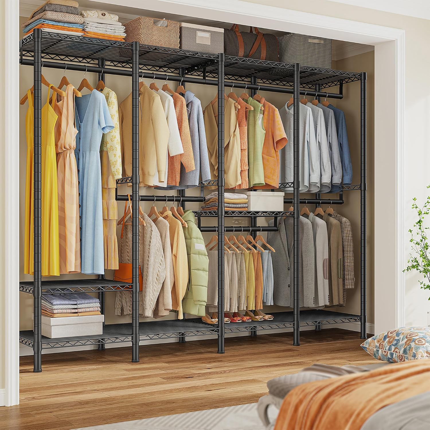 Raybee Clothes Rack Heavy Duty 1100 LBS Capacity Clothing Racks for Hanging Clothes Adjustable